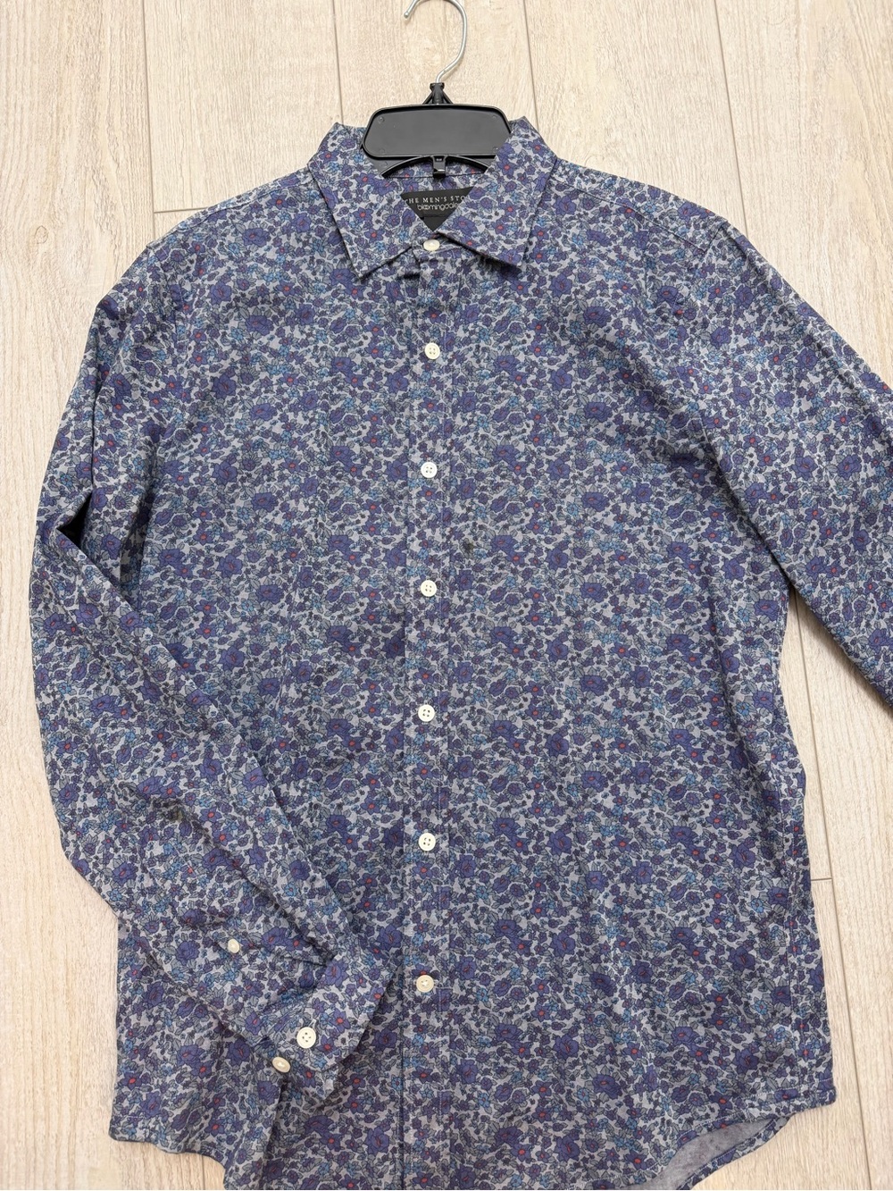 Men's Bloomingdale’s Navy Floral Button-Up Shirt - Small - Picture 2 of 7